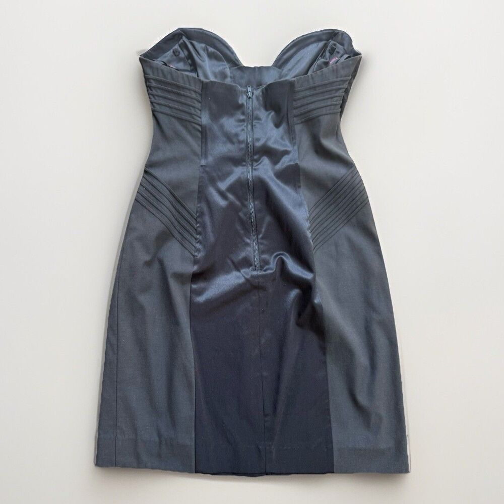 Vintage Betsey Johnson Corset Dress Black Satin Strapless Stretch Y2K Size 4 - Picture 13 of 15